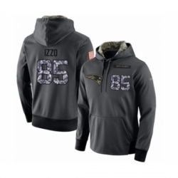 Football New England Patriots 85 Ryan Izzo Stitched Black Anthracite Salute to Service Player Performance Hoodie