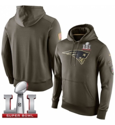 NFL Mens New England Patriots Nike Olive Salute To Service KO Performance Super Bowl LI 51 Hoodie