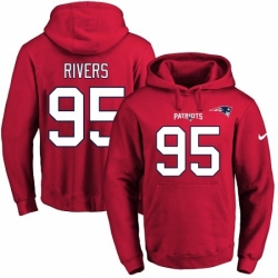 NFL Mens Nike New England Patriots 95 Derek Rivers Red Name Number Pullover Hoodie