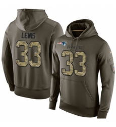 NFL Nike New England Patriots 33 Dion Lewis Green Salute To Service Mens Pullover Hoodie