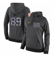 NFL Womens Nike New Orleans Saints 89 Josh Hill Stitched Black Anthracite Salute to Service Player Performance Hoodie