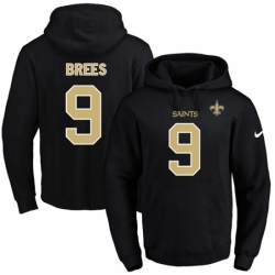 NFL Mens Nike New Orleans Saints 9 Drew Brees Black Name Number Pullover Hoodie