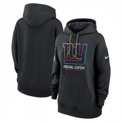 Women New York Giants Black 2024 Crucial Catch Club Pullover Hoodie