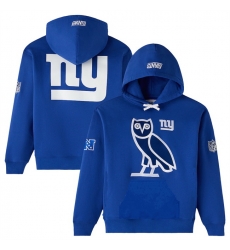 Men New York Giants Royal OVO Scarlet Icon Team Pullover Hoodie