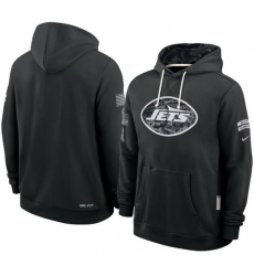 Men New York Jets Black 2026 Salute to Service Sideline Dri FIT Pullover Hoodie