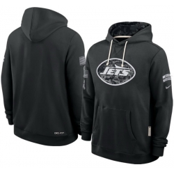 Men New York Jets Black 2026 Salute to Service Sideline Dri FIT Pullover Hoodie