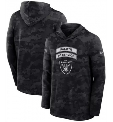 Men Las Vegas Raiders Black 2026 Salute to Service Sideline Lightweight Hoodie Dri FIT Long Sleeve Top