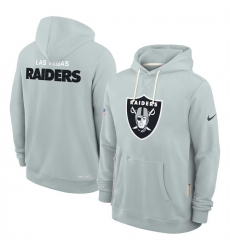 Men Las Vegas Raiders Silver Sideline Standard Issue Initial Home Dri FIT Pullover Hoodie
