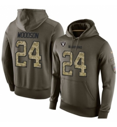 NFL Nike Oakland Raiders 24 Charles Woodson Green Salute To Service Mens Pullover Hoodie