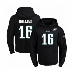 Football Mens Philadelphia Eagles 16 Mack Hollins Black Name Number Pullover Hoodie