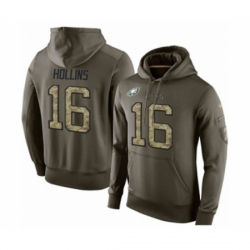 Football Mens Philadelphia Eagles 16 Mack Hollins Green Salute To Service Pullover Hoodie