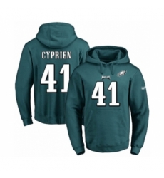 Football Mens Philadelphia Eagles 41 Johnathan Cyprien Green Name Number Pullover Hoodie