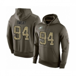 Football Mens Philadelphia Eagles 94 Josh Sweat Green Salute To Service Pullover Hoodie