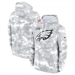 Men Philadelphia Eagles 2024 Arctic Camo Salute To Service Club Fleece Pullover Stitched Hoodie