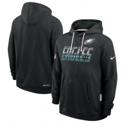 Men Philadelphia Eagles Black Sideline Standard Issue Top Prospect Dri FIT Hoodie