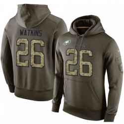 NFL Nike Philadelphia Eagles 26 Jaylen Watkins Green Salute To Service Mens Pullover Hoodie