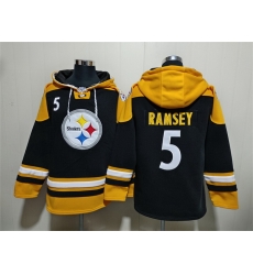 Men Pittsburgh Steelers 5 Jalen Ramsey Black Ageless Must Have Lace Up Pullover Hoodie