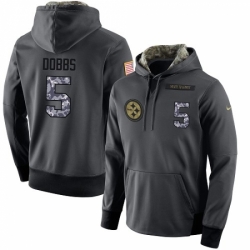 NFL Mens Nike Pittsburgh Steelers 5 Joshua Dobbs Stitched Black Anthracite Salute to Service Player Performance Hoodie