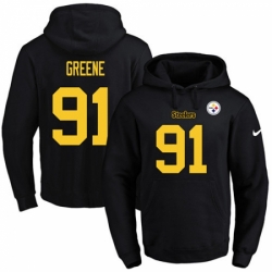 NFL Mens Nike Pittsburgh Steelers 91 Kevin Greene BlackGold No Name Number Pullover Hoodie