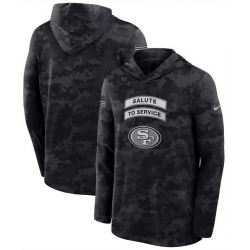 Men San Francisco 49ers Black 2026 Salute to Service Sideline Lightweight Hoodie Dri FIT Long Sleeve Top
