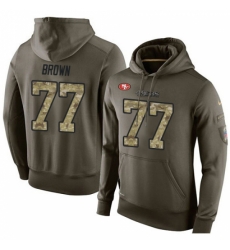 NFL Nike San Francisco 49ers 77 Trent Brown Green Salute To Service Mens Pullover Hoodie