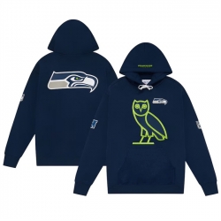 Men Seattle Seahawks Navy OVO Scarlet Icon Team Pullover Hoodie