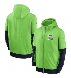 Men Seattle Seahawks Nike Sideline Impact Lockup Performance Full Zip Hoodie Neon Green