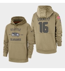 Mens Seattle Seahawks 16 Tyler Lockett 2019 Salute to Service Sideline Therma Pullover Hoodie Tan