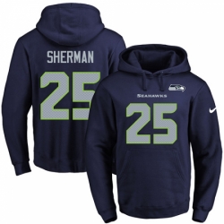 NFL Mens Nike Seattle Seahawks 25 Richard Sherman Navy Blue Name Number Pullover Hoodie