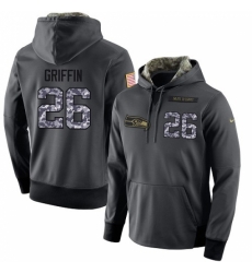 NFL Mens Nike Seattle Seahawks 26 Shaquill Griffin Stitched Black Anthracite Salute to Service Player Performance Hoodie