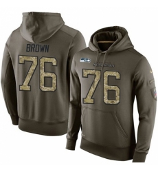 NFL Nike Seattle Seahawks 76 Duane Brown Green Salute To Service Mens Pullover Hoodie