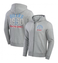 Men Tennessee Titans Heather Gray Vintage Stripe Full Zip Hoodie