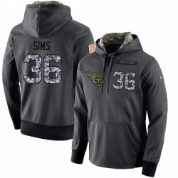 NFL Mens Nike Tennessee Titans 36 LeShaun Sims Stitched Black Anthracite Salute to Service Player Performance Hoodie