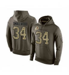 Football Mens Washington Redskins 34 Wendell Smallwood Green Salute To Service Pullover Hoodie