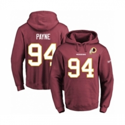 Football Mens Washington Redskins 94 DaRon Payne Burgundy Red Name Number Pullover Hoodie