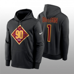 Men Washington Commanders 1 Jahan Dotson Black 90th Anniversary Performance Pullover Hoodie