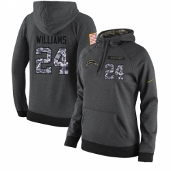 NFL Womens Nike Los Angeles Chargers 24 Trevor Williams Stitched Black Anthracite Salute to Service Player Performance Hoodie