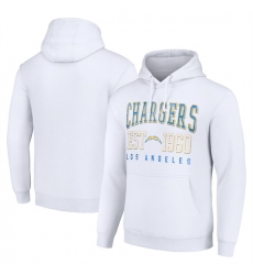 Men Los Angeles Chargers White Throwback Logo Pullover Hoodie