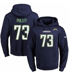 NFL Mens Nike Los Angeles Chargers 73 Spencer Pulley Navy Blue Name Number Pullover Hoodie