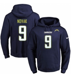 NFL Mens Nike Los Angeles Chargers 9 Nick Novak Navy Blue Name Number Pullover Hoodie