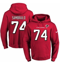 NFL Mens Nike Atlanta Falcons 74 Ty Sambrailo Red Name Number Pullover Hoodie