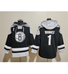 Men Brooklyn Nets 1 Mikal Bridges Black Lace Up Pullover Hoodie