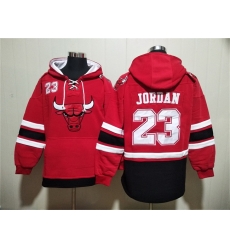 Men Chicago Bulls 23 Michael Jordan Red Ageless Must Have Lace Up Pullover Hoodie