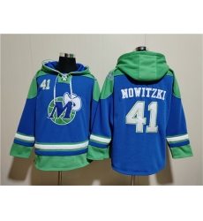 Men Dallas Mavericks 41 Dirk Nowitzki Royal Ageless Must Have Lace Up Pullover Hoodie