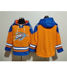 Men Oklahoma City Thunder Blank Orange Blue Lace Up Pullover Hoodie