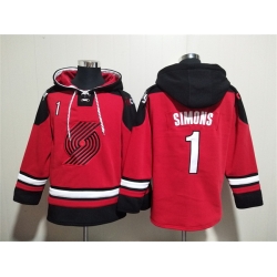 Men Portland Trail Blazers 1 Anfernee Simons Red Lace Up Pullover Hoodie