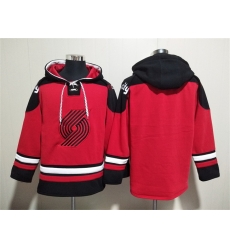 Men Portland Trail Blazers Blank Red Lace Up Pullover Hoodie