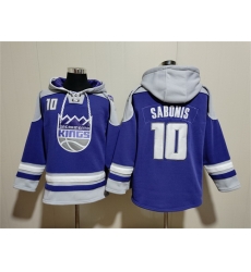 Men Sacramento Kings 10 Domantas Sabonis Blue Grey Lace Up Pullover Hoodie