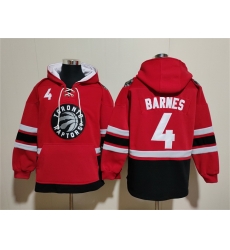 Men Toronto Raptors 4 Scottie Barnes Red Black Lace Up Pullover Hoodie