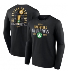 Men Boston Celtics Black 2024 Finals Champions Fade Away Jumper Roster Signature Long Sleeve T Shirt